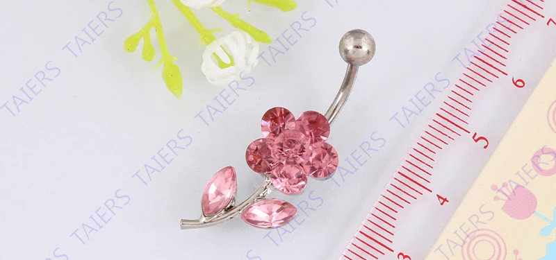 Модное кольцо для пирсинга пупка с цветочным орнаментом простая планка 14G 316L