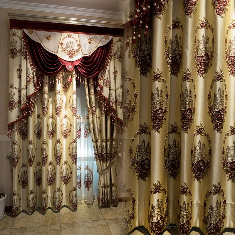 New European 3D Castle Embroidery Shade Curtains for Living Dining Room Bedroom. | Дом и сад