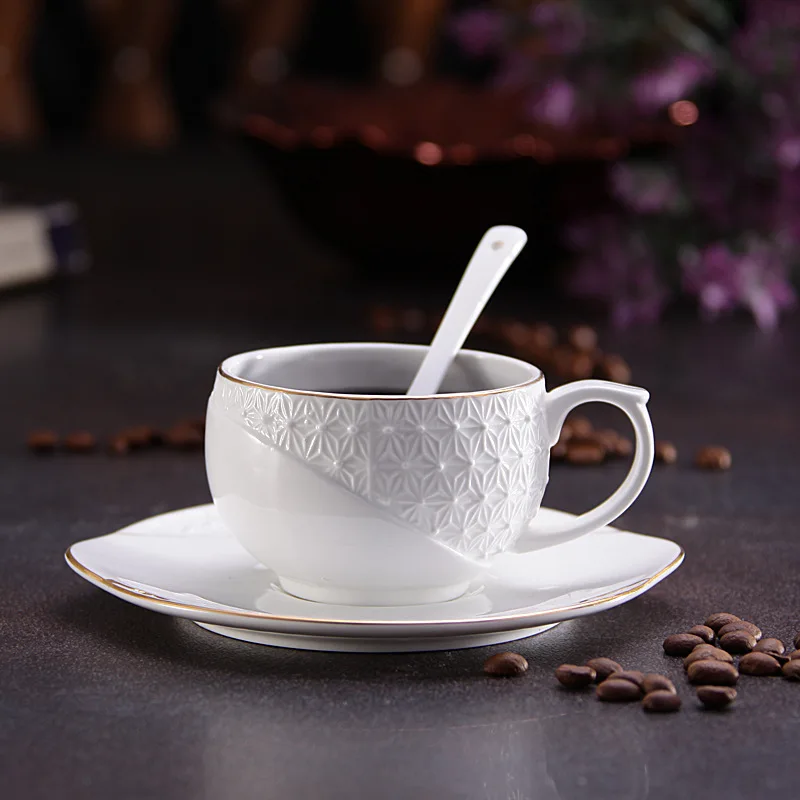 Высококачественные резные керамические кофейные чашки позолоченная кофейная