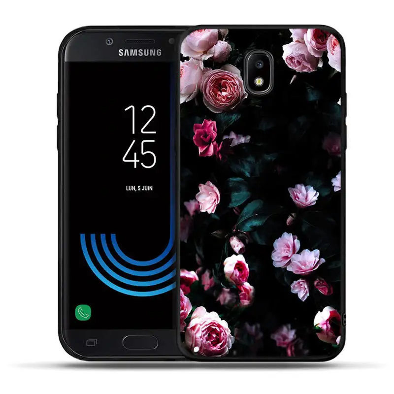 Роскошный чехол из ТПУ с черными розовыми красными цветами для samsung Galaxy J3 J5 J7 J2 Prime G530 j4 J6 Plus силиконовый чехол - Цвет: H1272