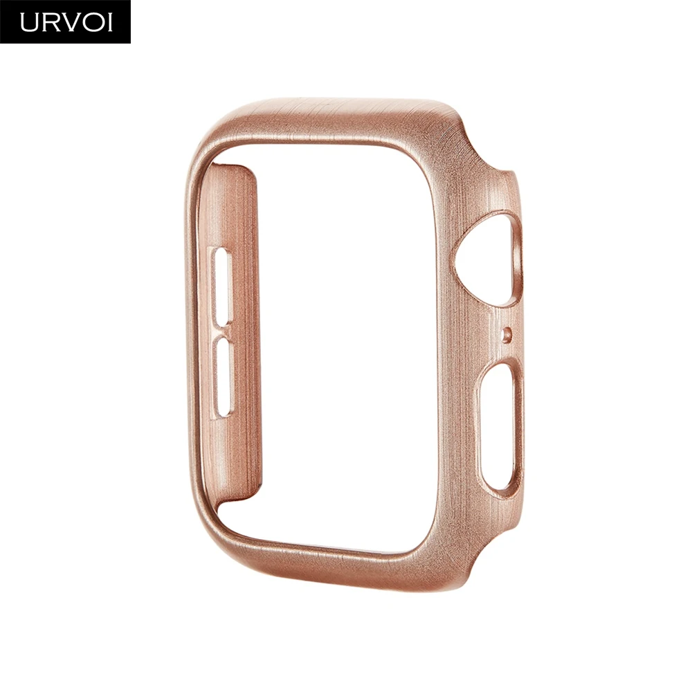 Rose Gold URVOI PC чехол для Apple Watch series 5 4 3 2 твердая рамка пластиковая щетка Бампер протектор для iWatch Тонкий Ультратонкий чехол полоса - Цвет: Rose Gold