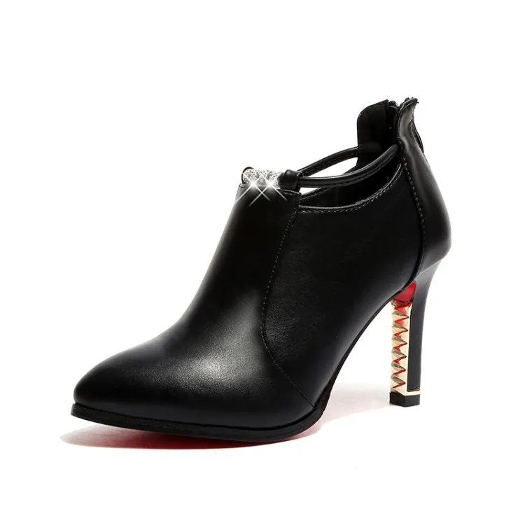 Женские ботильоны весна-осень на высоком каблуке 8 5 см высокий каблук черные