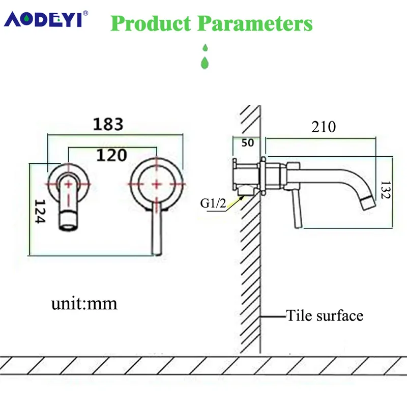 AODEYI комбинированный латунный кран для раковины ванной комнаты настенный