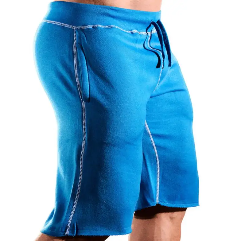 blue ZFIT новые мужские спортивные шорты из хлопка для спортзала, спортивные шорты для бега, шорты для бега, укороченные пляжные универсальные спортивные шорты для мужчин - Цвет: blue