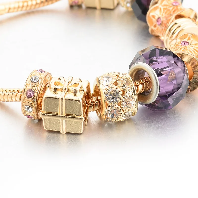Szelam подарок! Браслеты из золотой цепи для женщин Femme Crystal Heart Love Charm браслеты