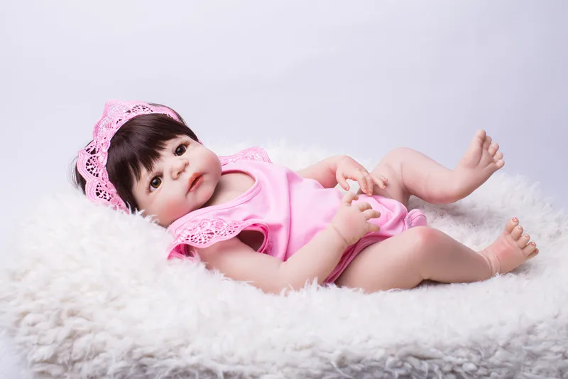 22&quot Full Body Silicone Bebe Reborn Girl Doll 55cm Vinyl Newborn Baby Toddler Princess Lovely Birthday Gift Waterproof Bathe Toy | Игрушки