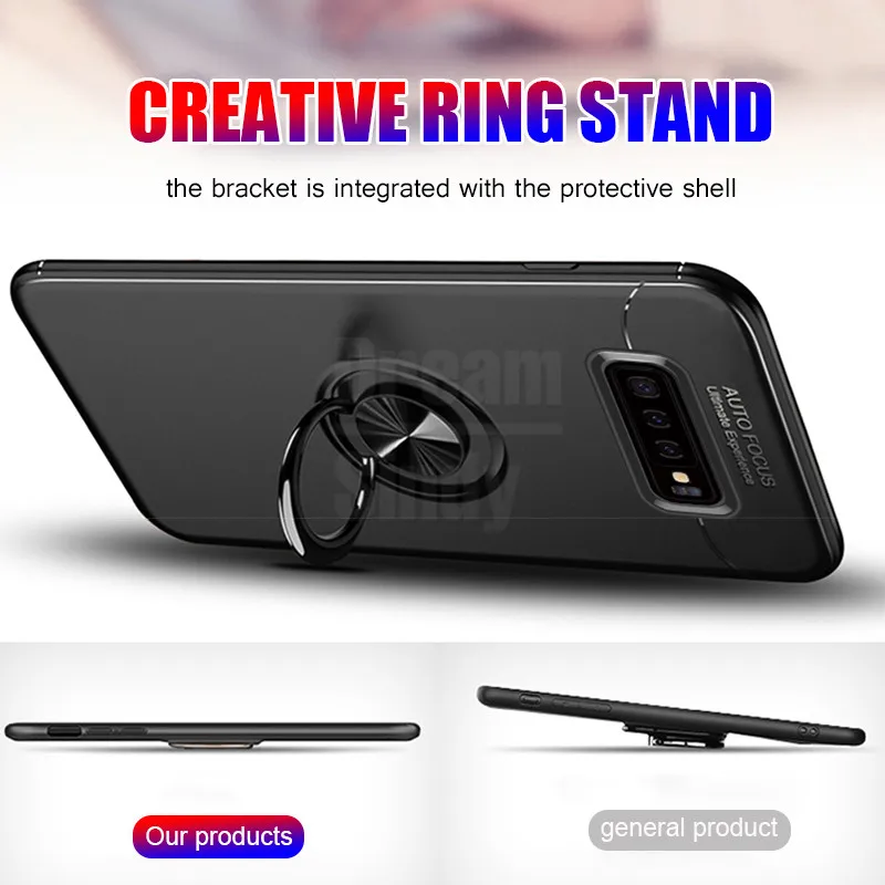 Роскошный противоударный металлический чехол с кольцом для Samsung Galaxy S8 S9 Plus S10 Lite