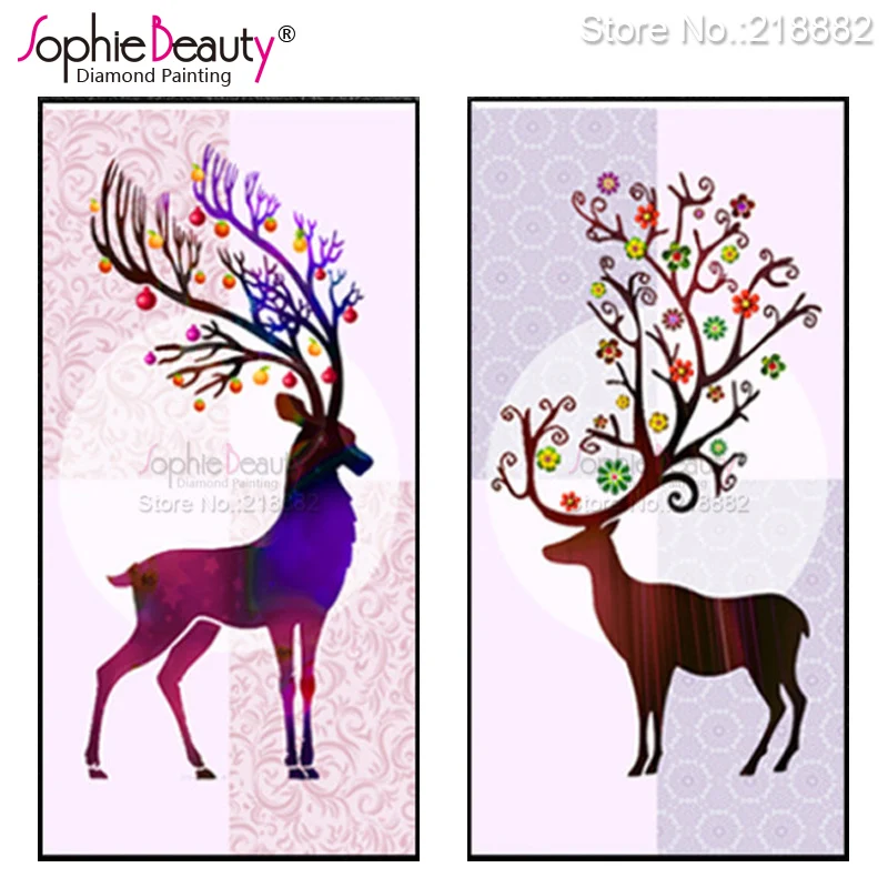 

Картина из страз «сделай сам» Sophie Beauty, вышивка крестиком из смолы, вышивка из страз, мозаика с цветными животными, оленем, Набор для творчества