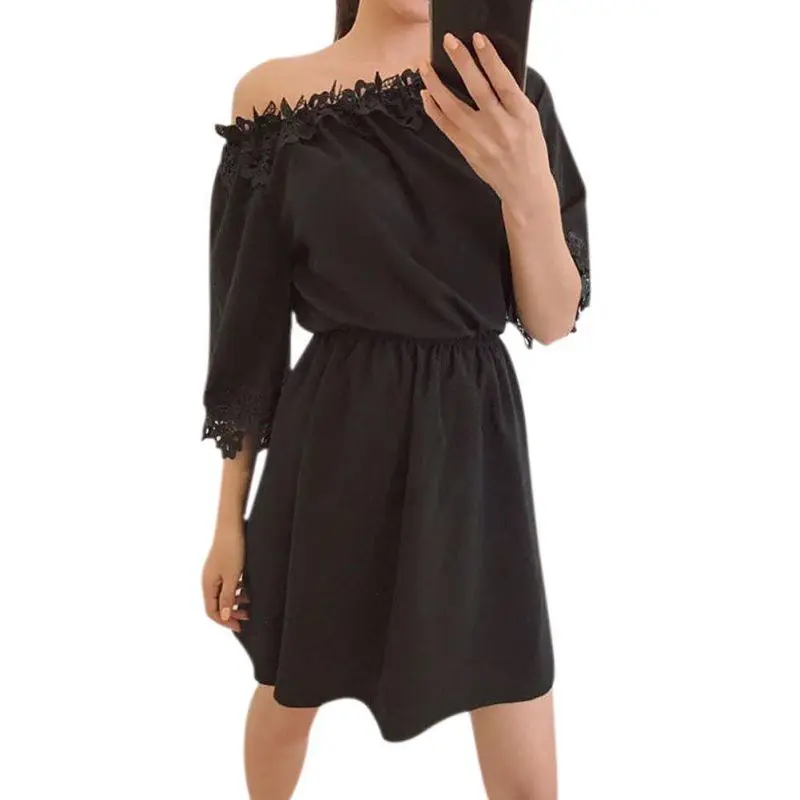 Летнее женское платье милые повседневные сексуальные кружевные вечерние