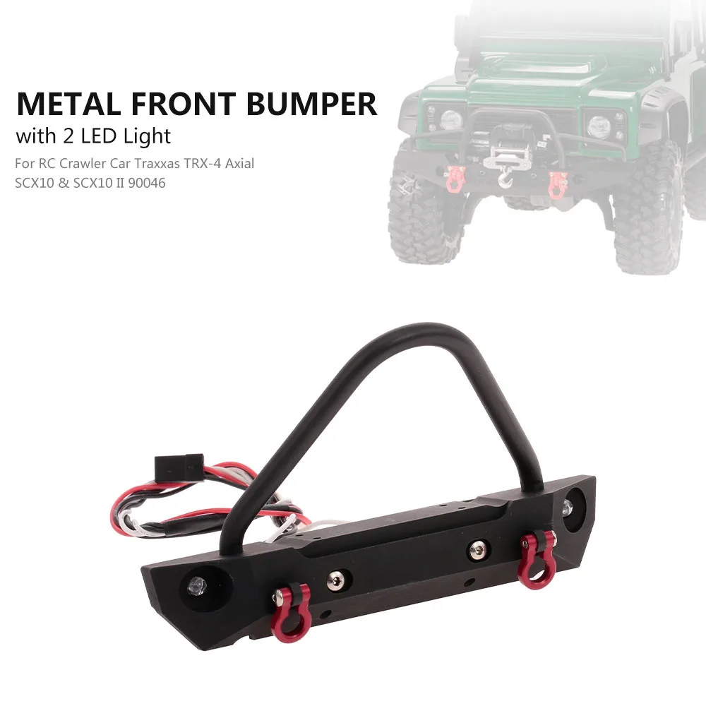 

Front Bumper Metal with 2 LED Light for RC Crawler Off-Road Car Truck Traxxas Axial SCX10 & SCX10 II 90046