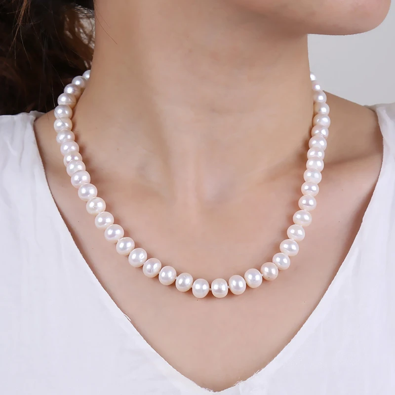 [NYMPH] ожерелье из пресноводного жемчуга ювелирное изделие натурального белого 8-9