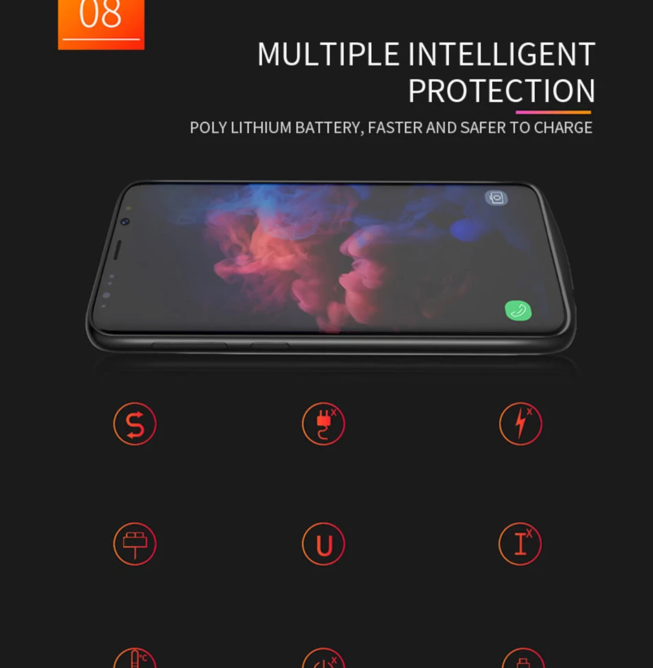 Чехол-аккумулятор для samsung Galaxy S9 S8 Plus, аккумулятор, Беспроводная зарядка, внешний аккумулятор, чехол, внешний аккумулятор для samsung Note 8, Note 9