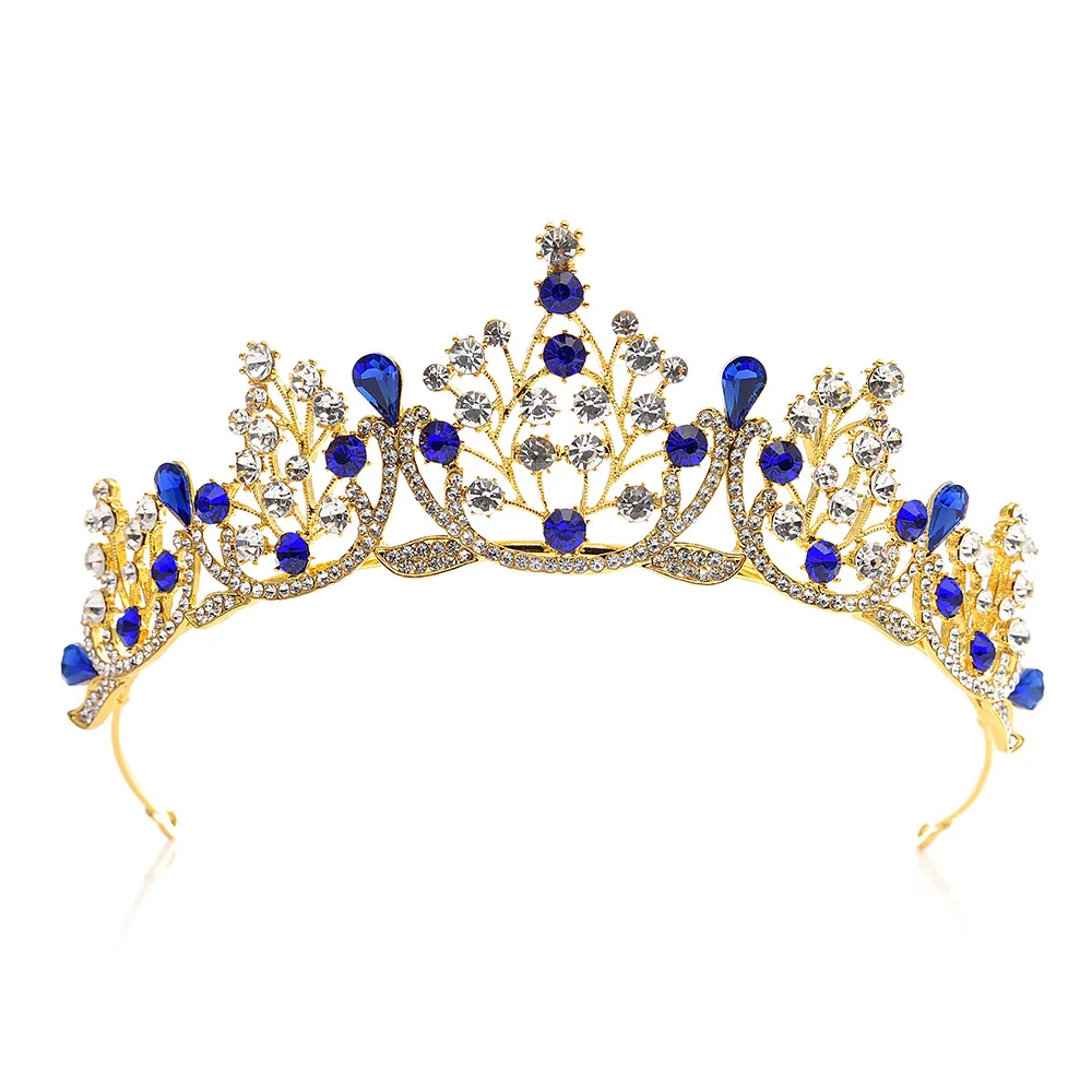Bride Wedding Luxury Blue Crystal Tiaras For Women Elegant Bridal Crowns king Hair Accessories Fashion jewelry | Украшения и