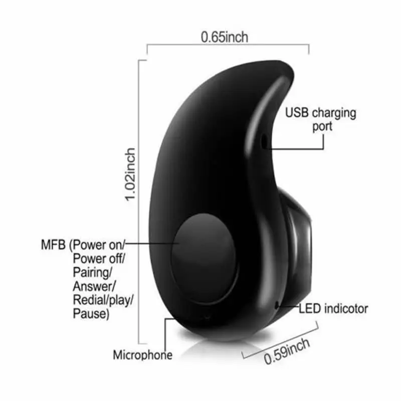 Mini Wireless Bluetooth 4.0 Stereo In-Ear Headset Earphone For Samsung iphone LG HUAWEI Android Microsoft Symbian 5 Colors | Электроника