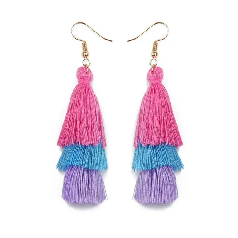 DIEZI New Brand 8 Colors Bohemia Fringed Earrings Big Boho Long Tassel Stud Statement For Women Earring | Украшения и аксессуары