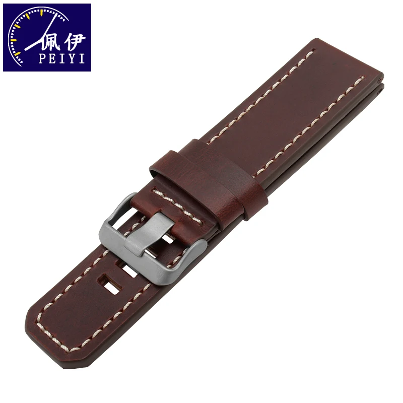 PEIYI replacement leather watchband for Garmin Fenix 3 26mm black brown genuine leather strap with tools and connecting rod