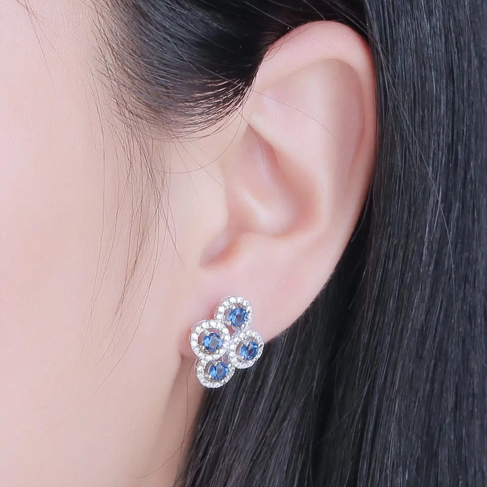 Женские винтажные серьги пусеты UMCHO с камнями из настоящего серебра 925 пробы
