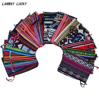 50pcs 913cm small cotton mexican favor bags striped tribal drawstring pouch party wedding supplies jewelry packaging gift bag