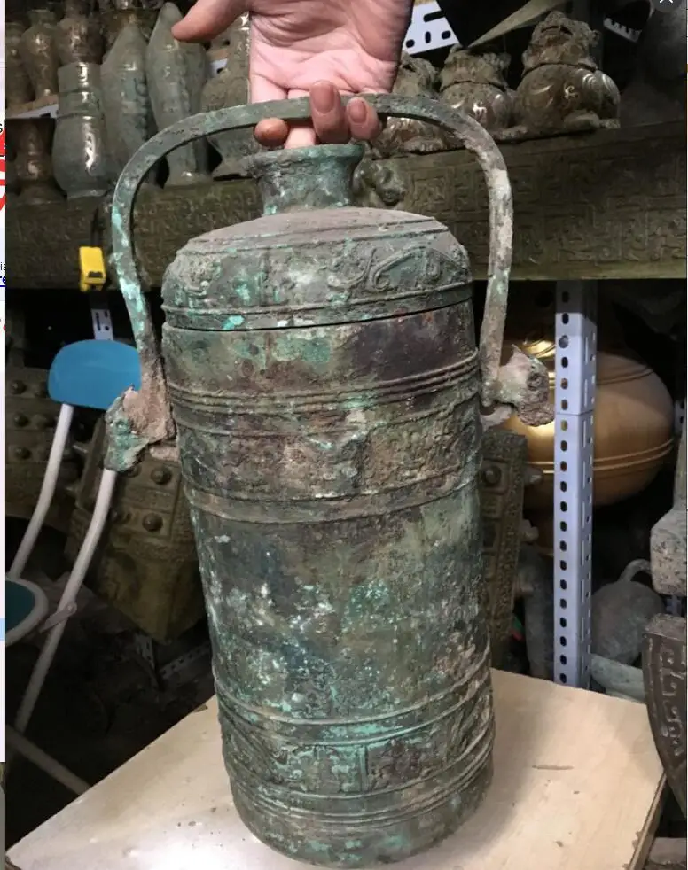 S5580 самый большой старинная китайская бронза народное слово пищевой сосуд для