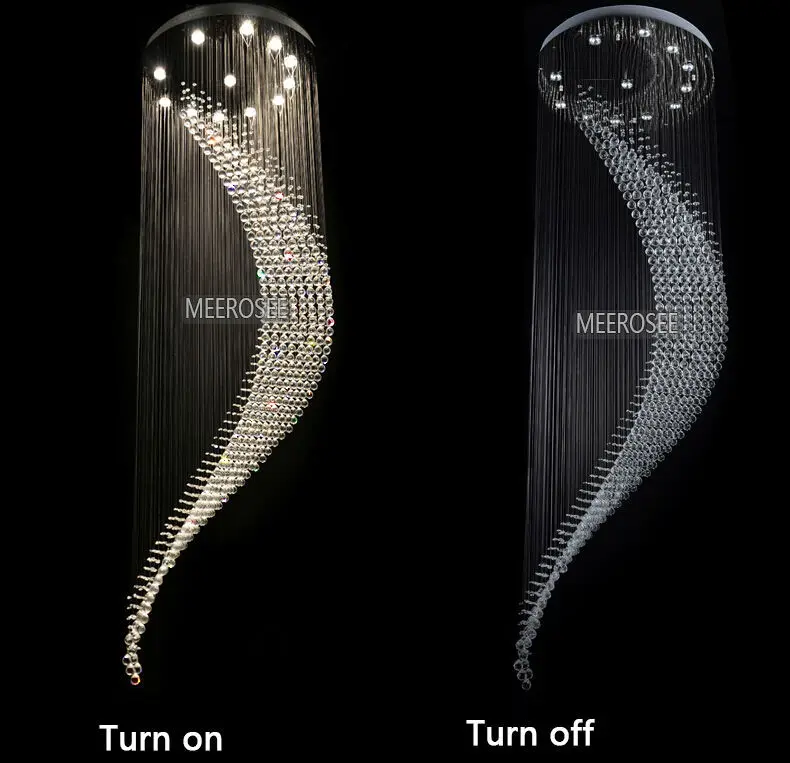 Kopen Grote Spiraal Crystal Plafond Lichtpunt Grote Lustres De Cristal Armatuur Villa Kristallen Lamp Voor Trap, Hal, Lobby