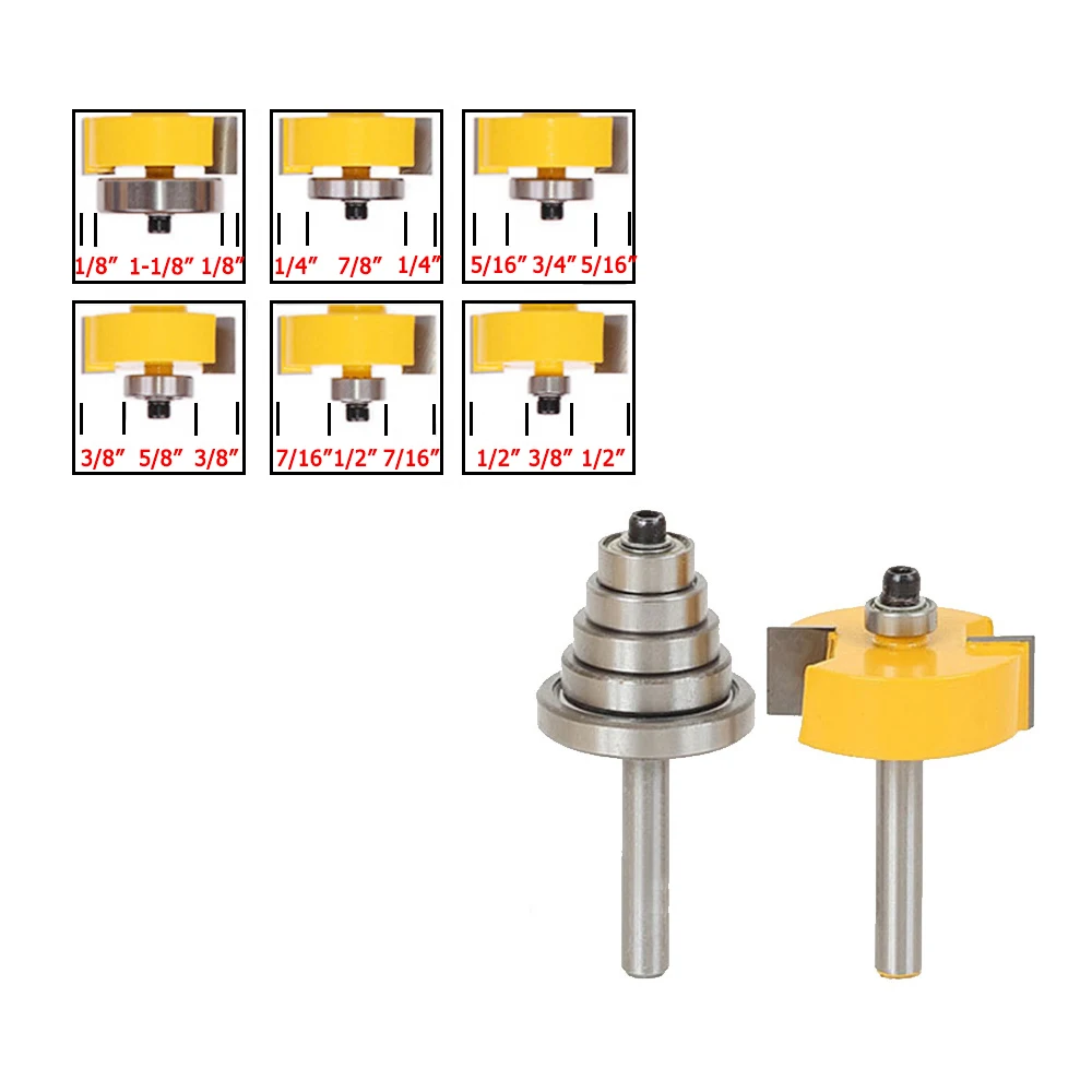 Регулируемый 1/2 'Ƈ/4'' хвостовик Rabbet маршрутизатор бит W/6 набор подшипников