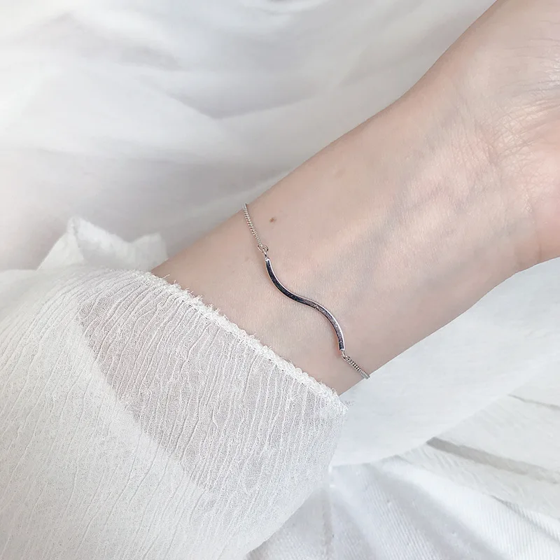 Flyleaf золотая волна сплющенная цепочка 100% Стерлинговое Серебро 925 пробы браслеты