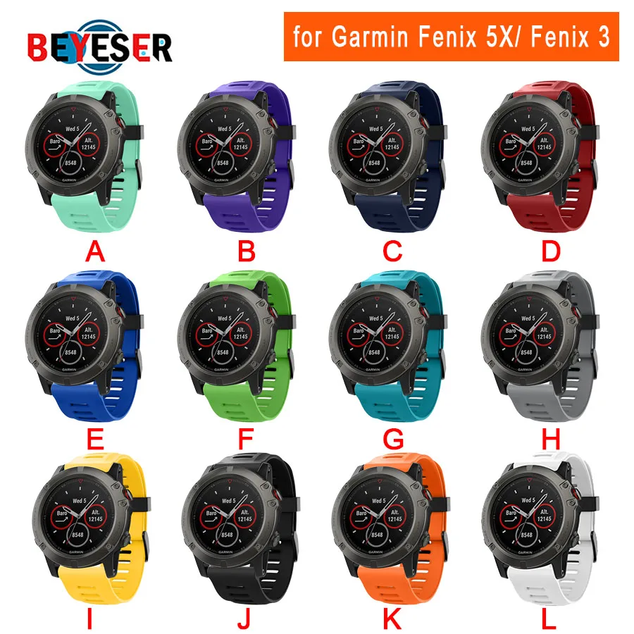 

Outdoor Sport Silicone wrist Strap Watchband 26mm Width Replacement Bracelet watch for Garmin Fenix 3 3 HR 6X Pro 5X Plus Band