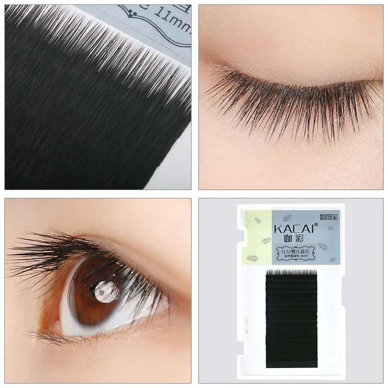 3mm split tips eyelash extention dense natural black unmixed flat air infant straight hair super soft individual | Красота и здоровье
