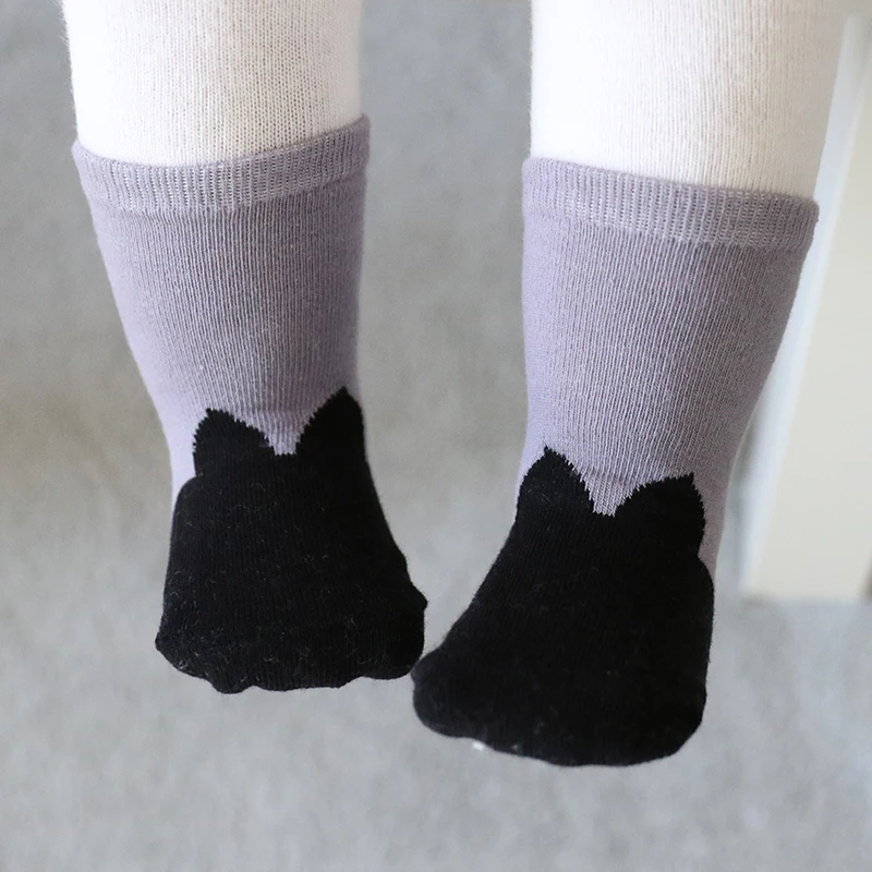 Toddler Girls Boys Soft Non-slip Sock Fur Bunny Cat Boot Cuffs Baby Socks long sock+floor socks 2pcs sets | Детская одежда и обувь