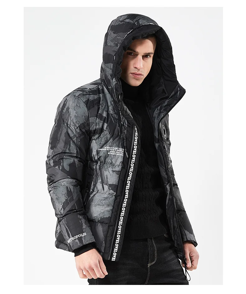 Xiu Luo зимний модный маскировочный костюм мужской с капюшоном повседневные мужские парки Пальто милитари утолщенное теплое Мужское пальто