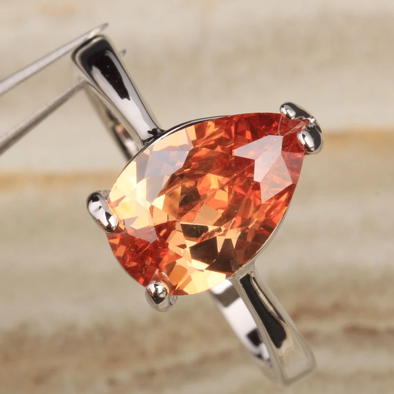 Блестящие груша шампанское Морганит Кубического Циркония Камни наложения 925