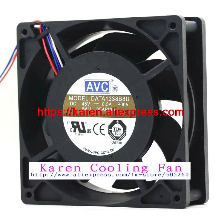 

New Original DATA1338B8U 48V 0.5A 13CM AVC 130*130*38MM double ball cooling fan