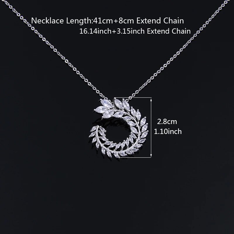 Новый Роскошный ААА Циркон Оливковая ветвь Форма кулон набор для Для женщин