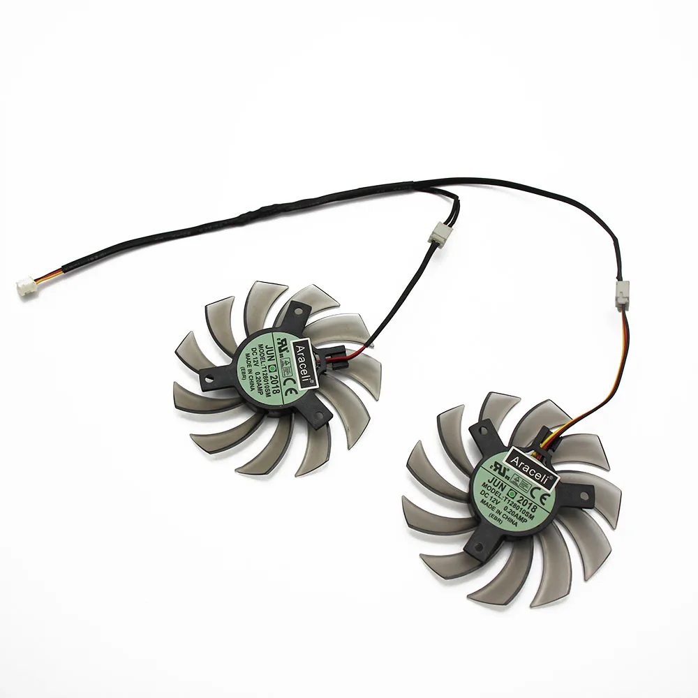 2Pin 3Pin 2PCS T128010SM 75 мм 3Pin/2Pin кулер вентилятор Замена для Gigabyte GTX580 GTX670 560TI R9 280X HD5870 5770 N470SO N580UD Графика карты - Цвет лезвия: 2Pin 3Pin 2PCS