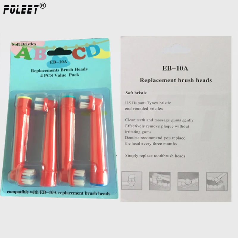 Poleet 8Pcs/Lot Electric ToothBrush Replacement Heads Red EB-10A EB10A EB10-2K For Oral By Hygiene Kids Toothbrush Head | Бытовая