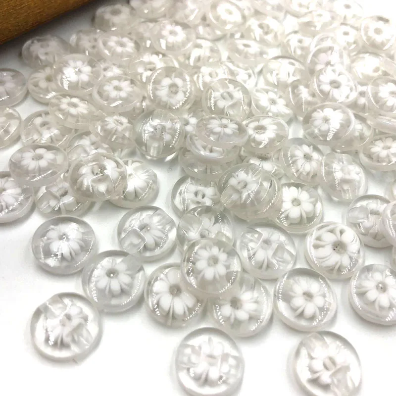 

50/100PCS 14mm White color flower Plastic Buttons sewing/appliques/craft PT207