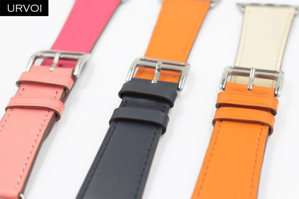 Ремешок URVOI для apple watch кожаный ремешок iWatch черный с пряжкой 40 44 мм | Наручные часы