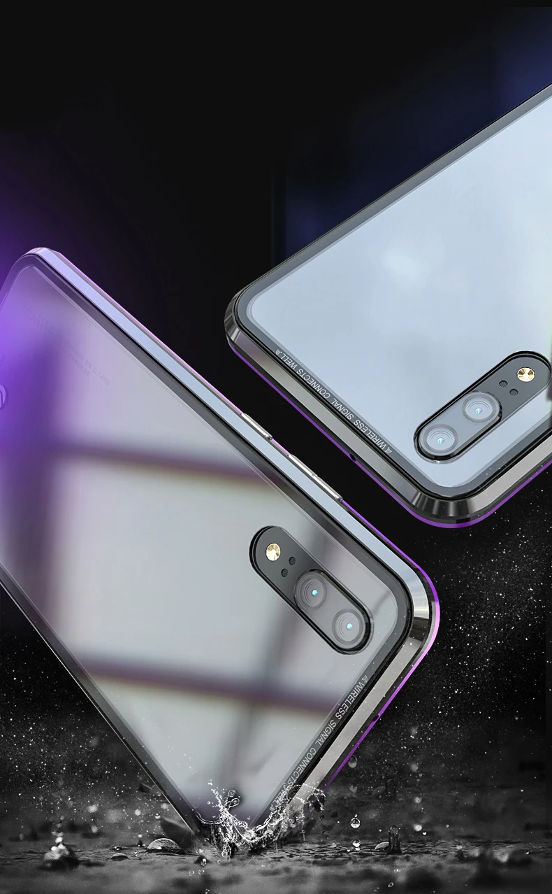 Роскошный металлический магнитный чехол для huawei P20 PRO, чехлы с откидной крышкой для huawei P20 Lite, бампер из закаленного стекла, металлическая рамка, чехол