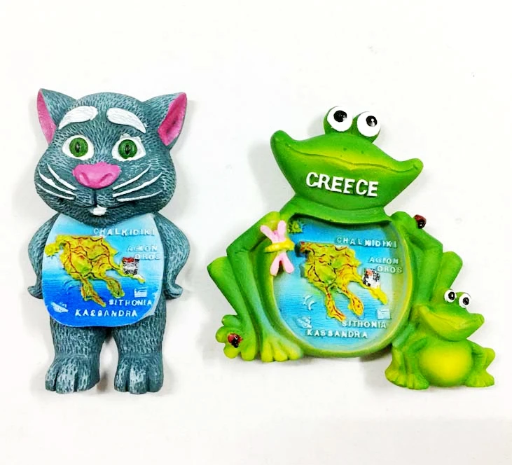 

New Handmade Painted Greece Map Frog Cat 3D Fridge Magnets Tourism Souvenirs Refrigerator Magnetic Stickers Home Decortion