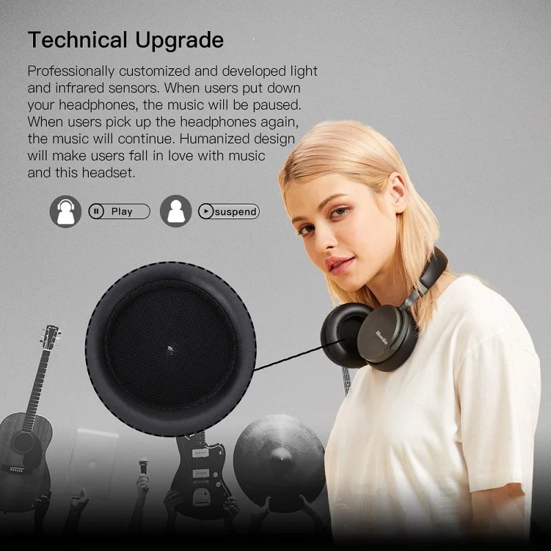 Беспроводные Bluetooth наушники Bluedio V2 Hi Fi гарнитура с микрофоном для звонков и