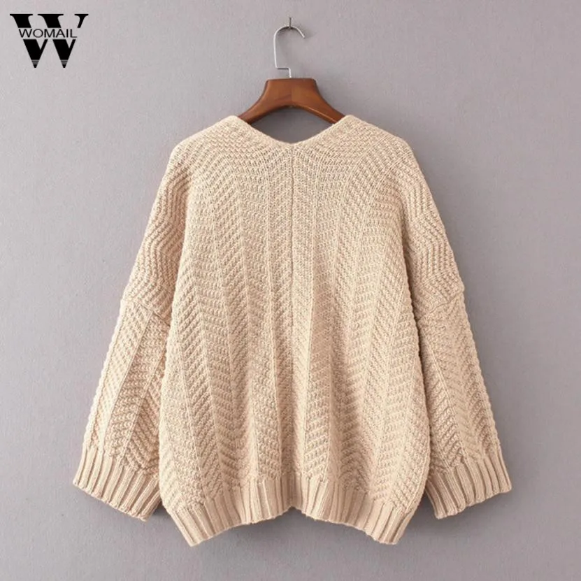 Женский свободный вязаный свитер с длинным рукавом 2017|Женские плащи и тренчи| |