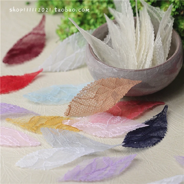 

5PcsLace fabric leaves three-dimensional leaf translucent clothing accessories diy handmade accessories decoration