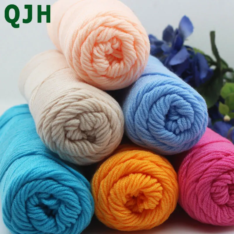 QJH 250 г/лот мягкая хлопчатобумажная пряжа молочного цвета ручная трикотажная шерстяная пряжа DIY плетение нить для ребенка вязаный крючком шарф из ткани одежда