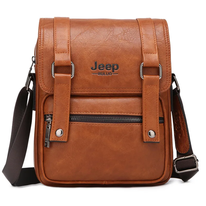 Мужская сумка для iPad 9.7" jeep buluo, оранжевая сумка для документов, портфель на плечевом ремне, кожаная сумка-тоут для путешествий, кросс-боди сумка, все сезоны - Цвет: Orange