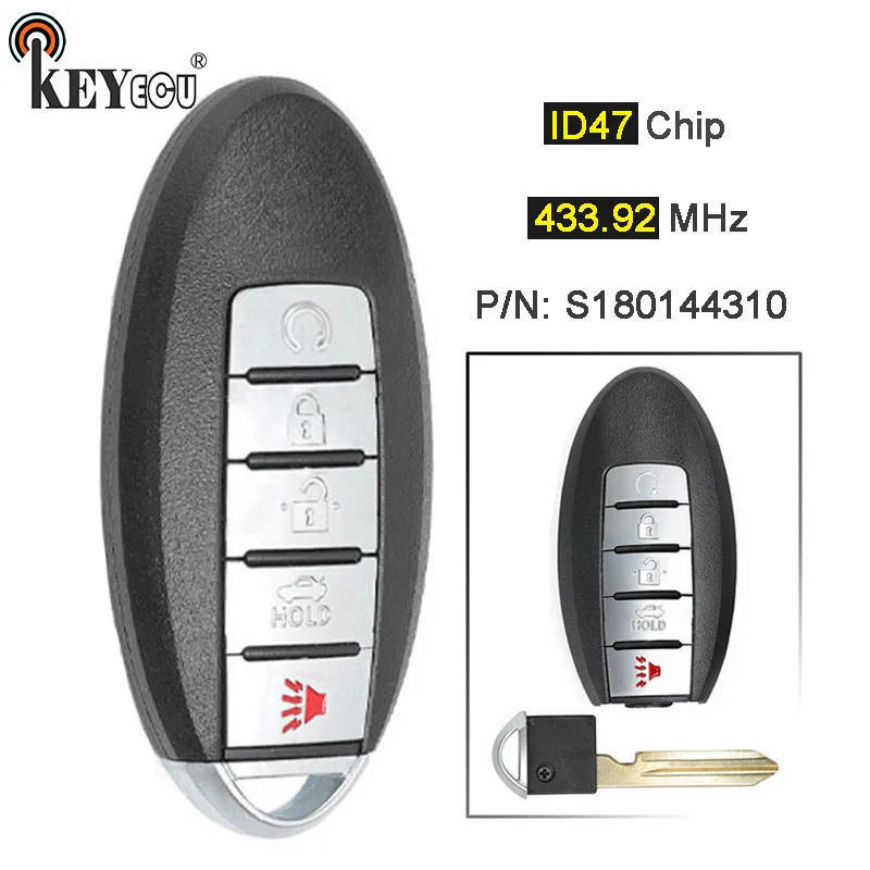 KEYECU 433 92 МГц ID47 чип S180144310 Замена умный дистанционный ключ брелок от машины 5 Кнопка