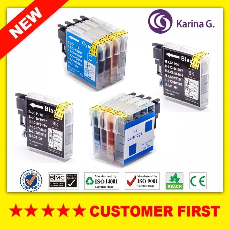 10x совместимый чернильный картридж для принтера Brother LC 985 LC975 LC67 LC1100 LC980 чернильный картридж XL для Brother dcp 185C 195C 9805C принтер