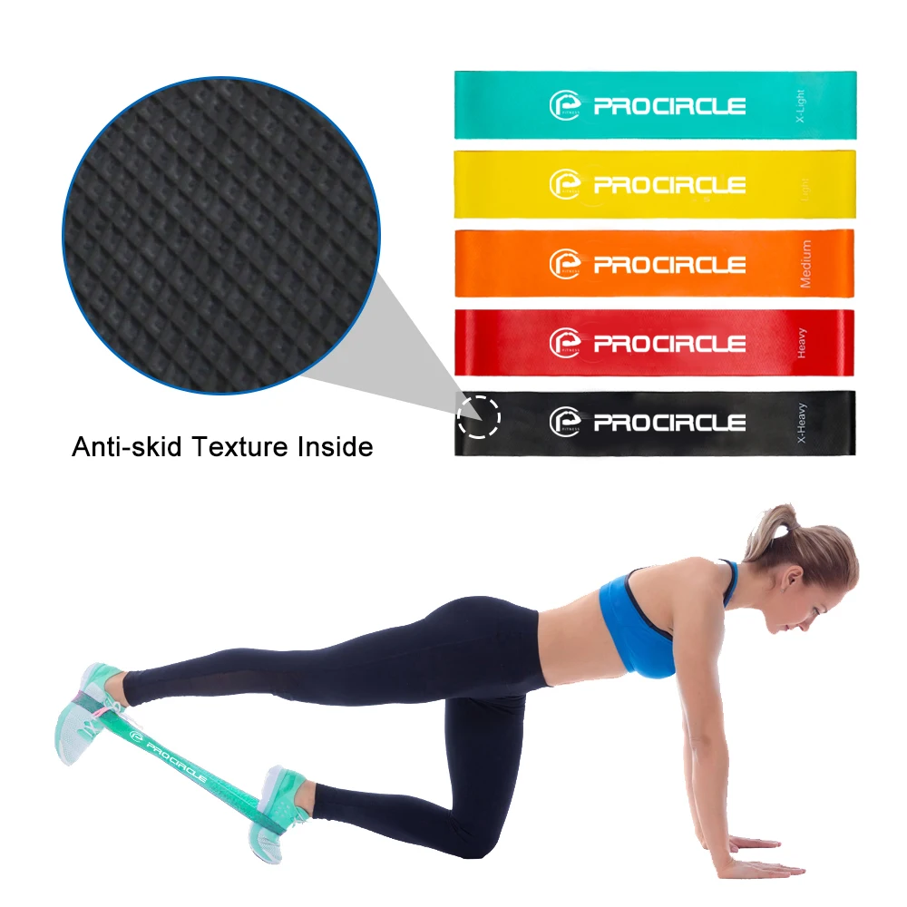 Комплект эластичных лент Procircle из 5 предметов с сумкой ленты для упражнений