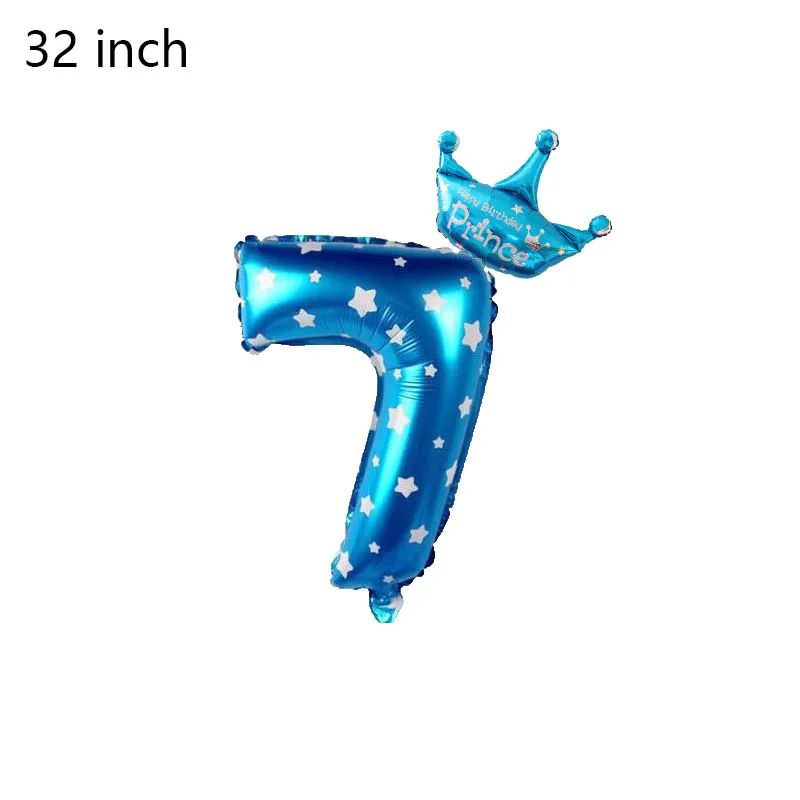blue 7 2шт 32 дюйма розовые/синие воздушные шары с числами Цифровой шар 0~ 9 дети один первый год мальчик девочка день рождения украшения Воздушные шары набор - Цвет: blue 7