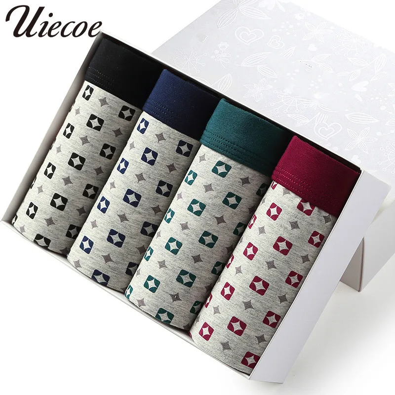 UIECOE мужские боксеры Боксерские Шорты хлопковые нижнее белье трусы Cueca
