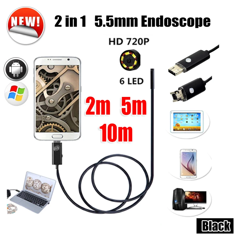 Wistino 5 мм Мини эндоскоп для смартфонов камера Android USB кабель трубы